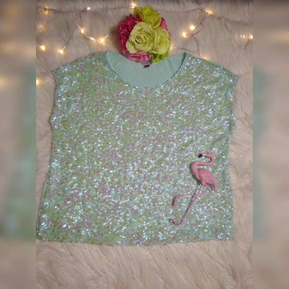 Worthington iridicent sequined top PXL - Picture 1 of 6